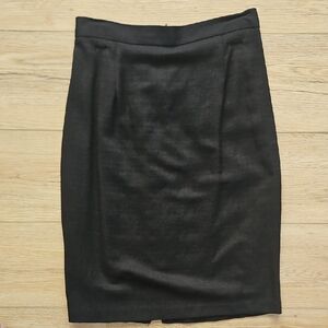Elegant Black Pencil Skirt Partial Elastic Waistband. Zip Closure